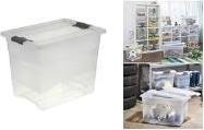 Actual product image OKT Storage box "Kristall-Box", 24 litres, transparent Box and lid: natural-transparent / clips:... (24 l)