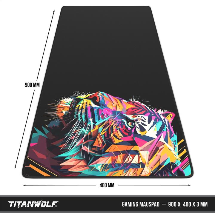 Actual product image Titanwolf Gaming Mouse Pad, 900 x 400mm XXL Speed Gaming Mouse Mat, Mousepad Extra Large Surface, Colour Tiger (XXL)