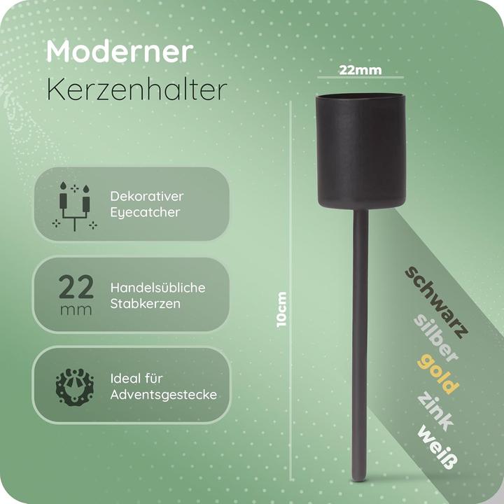 Actual product image Novaliv 4x Stick Candle Holder Black I Candle Pick 10 x 2,5 cm Candle Plug for Stick Candles I