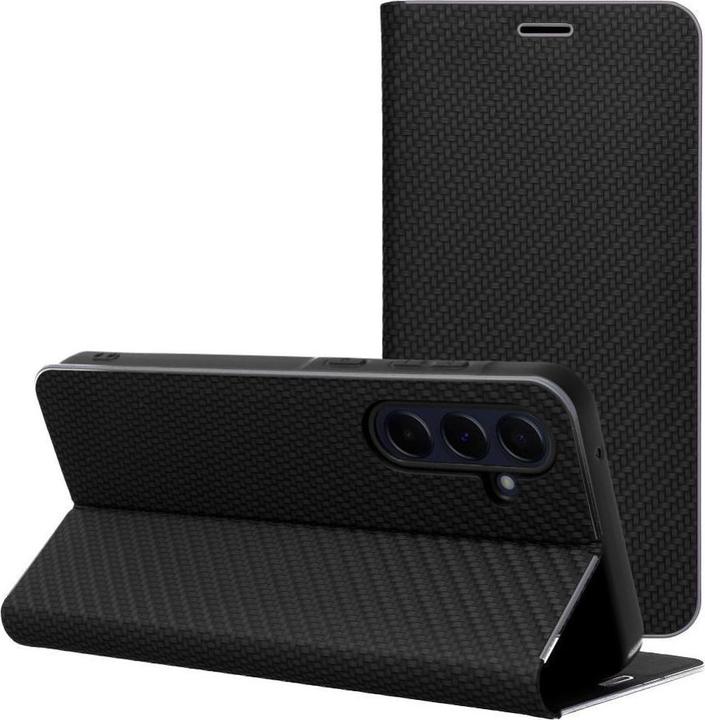 Actual product image Partner Telecom Book case OEM LUNA Book Carbon for HUAWEI Y6 2019 black (Huawei Y6 (2019))