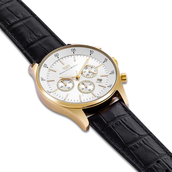 Produktbild Herren Chronograph Goodwill Echtleder schwarz - 4408 (Chronograph, 45 mm)
