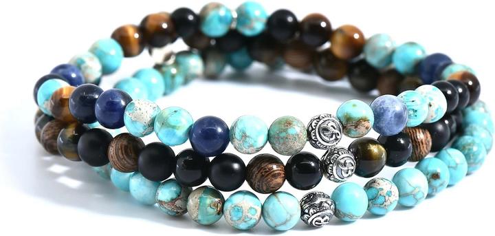 Balibay Davin (20.50 cm, Lapislazuli, Onyx, Falkenauge, Edelstein, Holz, 925 Sterlingsilber, Jaspis, Turmalin)