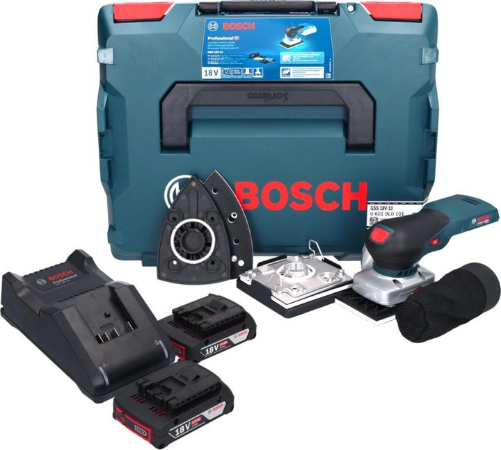 Productafbeelding Bosch Professional Bosch GSS 18V-13 accu vlakschuurmachine 18 V + 2x accu 2.0 Ah + lader + L-BOXX (Vlakschuurmachine)