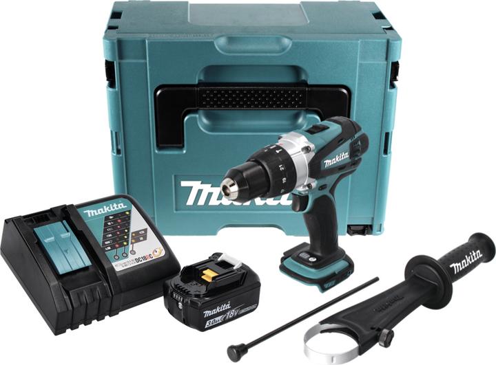 Actual product image Makita DHP 458 RF1J Battery impact drill 18V 91Nm in Makpac + 1x 3.0 Ah battery + charger (Rechargeable battery operated)