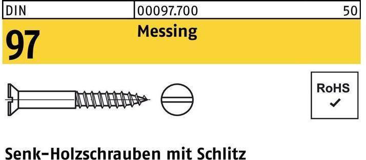 Produktbild Holzschraube DIN 97 Senkkopf Schlitz 5 x 100 Messing (200 Schrauben pro Stück)