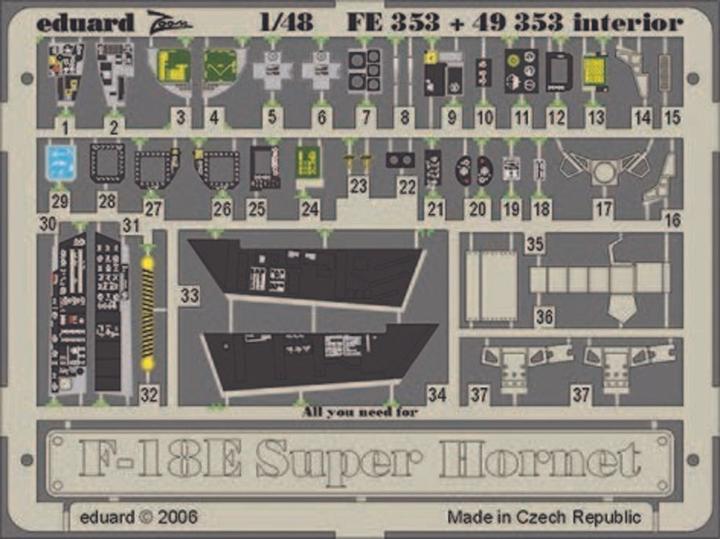 Eduard F-18E Super Hornet intérieur pour le kit Hasegawa.