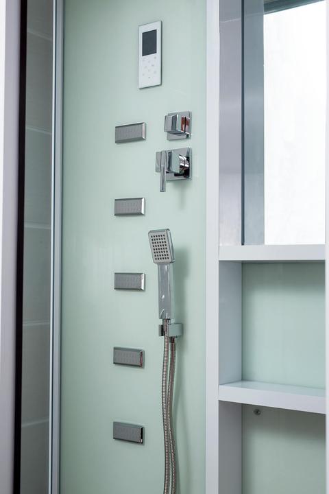 Image du produit Home Deluxe Douche à vapeur avec cascade et hammam LUXUS XL, 120x90 cm - Blanc