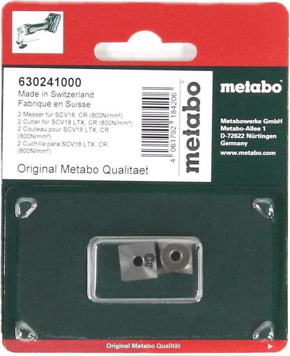 Produktbild Metabo 2 Messer für SCV18, Stahl bis 800 N/mm²