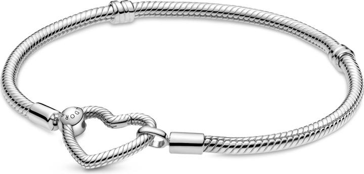 Pandora Moments Heart Closure Snake Chain Armband (20 cm, Sterling-Silber)