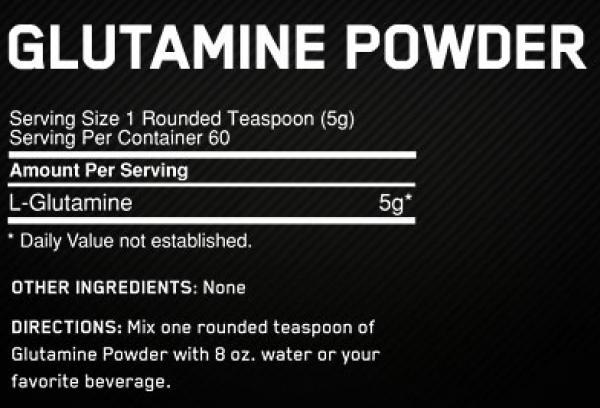 Nährwerte und Zutaten Optimum Nutrition Glutamin Powder (Neutral, 1 Stk., 600 g)