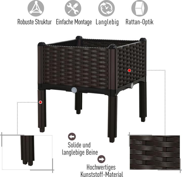 Produktbild Outsunny 2-teiliges Hochbeet in Rattan-Optik