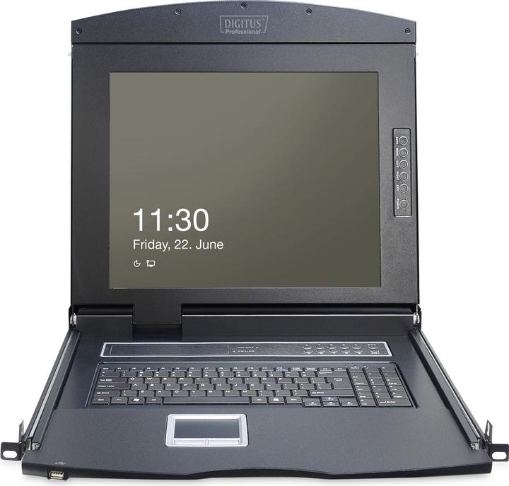 Produktbild Digitus Modulare Konsole mit 43,2cm 17Zoll TFT ohne Tastaur ohne KVM Modul RAL 9005 - schwarz