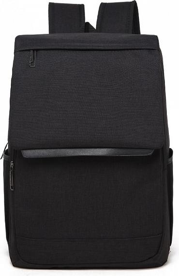 JTI Moderner Rucksack aus Canvas mit Deckel - Schwarz