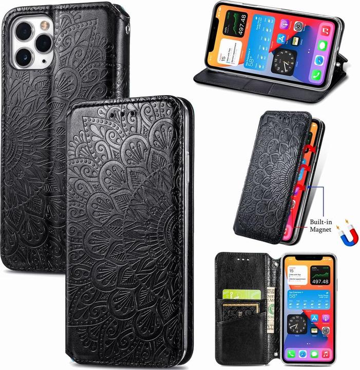 Produktbild König Design Hülle Handy Schutz für Apple iPhone 11 Pro Case Flip Cover Tasche Etuis Schwarz (Apple iPhone 11 Pro)