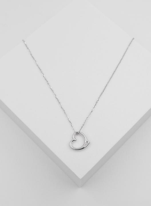 Image du produit Muau Pendant heart white gold 750 diamond 0.005ct. 12x12mm (Or blanc)