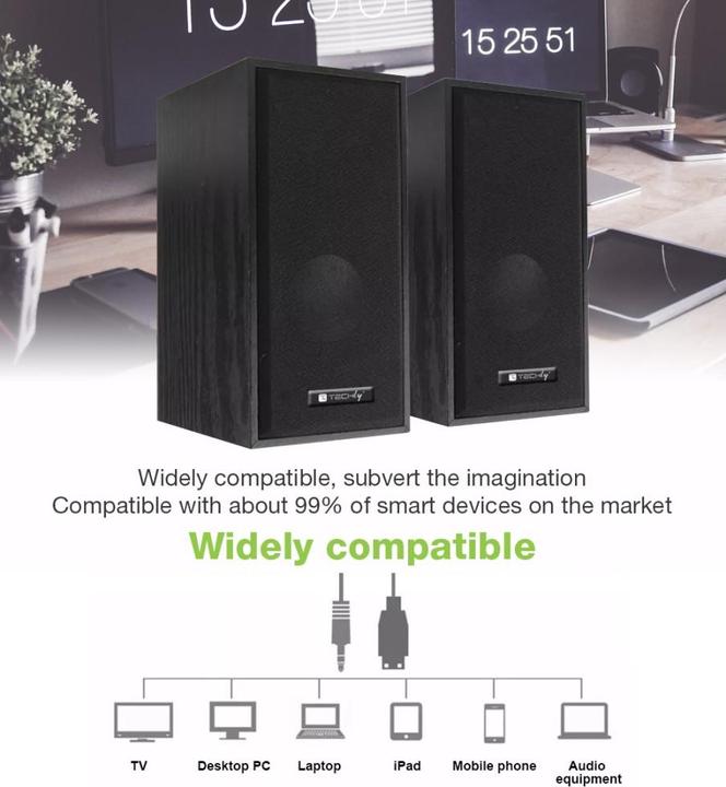 Produktbild Techly Wooden Speaker Set for Notebook