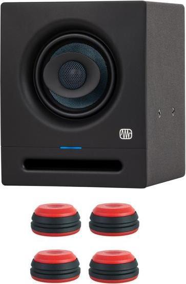 PreSonus Studio-Monitor Eris Pro 4 mit Boxenfüsse Rot (Aktiv, 1 Stk., 1x 80 W)
