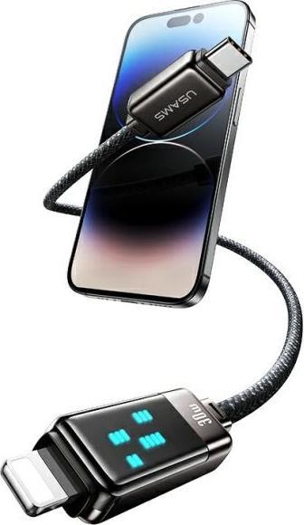 Actual product image Usams USB-C to Lightning Cable 30W 1.2m Zinc Alloy Fast Charging Data Cable Meteor Series SJ743USB0 (1.20 m, 30 W)
