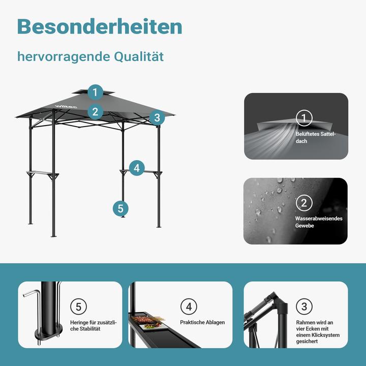 Produktbild Wiltec Faltpavillon (152 cm, 245 cm)