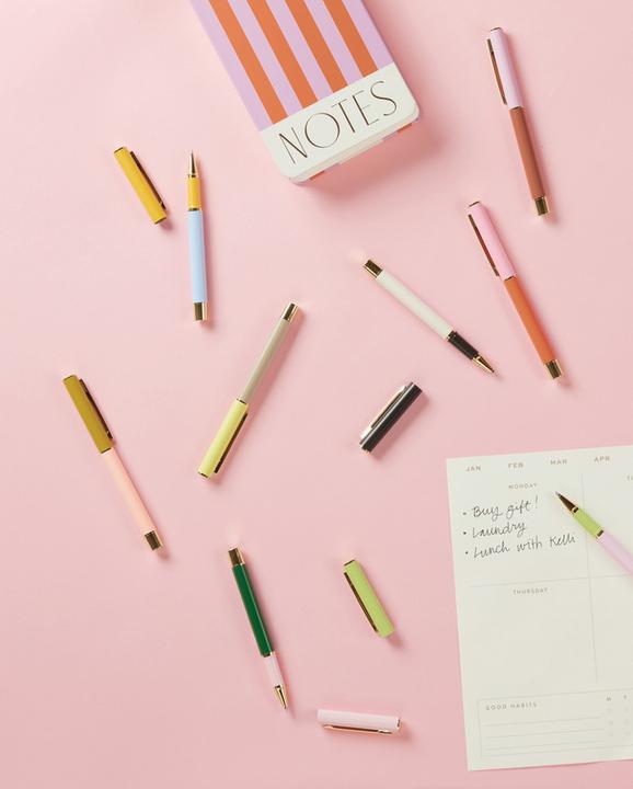 Image du produit Designworks Colour Block Pens - Red Orange & Emerald (Set Of 2) (Multicolore, 2 x)