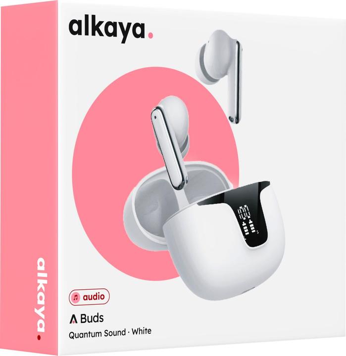 Actual product image Alkaya A Buds Quantum Sound Bluetooth headphones with display charging status white (ANC, Wireless)