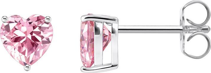 Thomas Sabo Ohrstecker mit pinkfarbenem Stein in Herzform (925 Sterlingsilber)