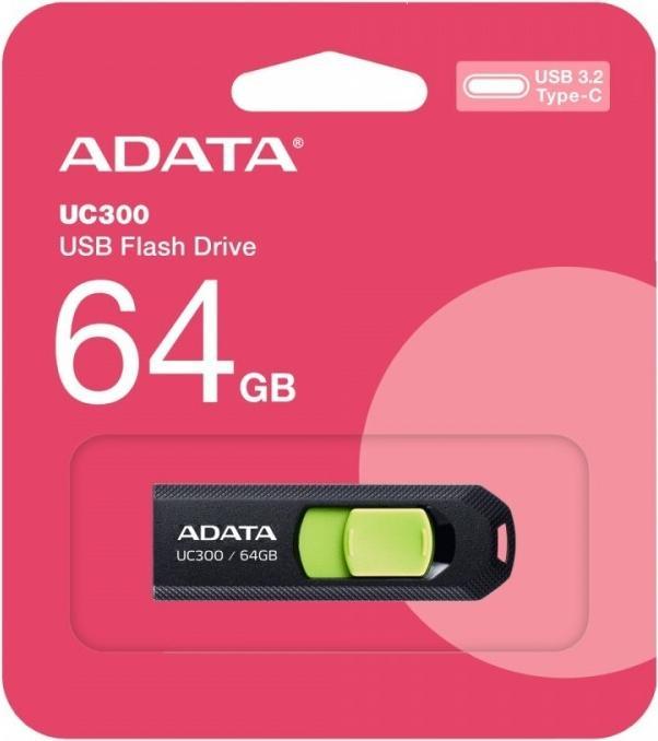 Image du produit Adata USB 64GB UC300 bkgn 3.2 Interface USB Type C USB 3.2 Gen 1 (64 Go, USB-C)