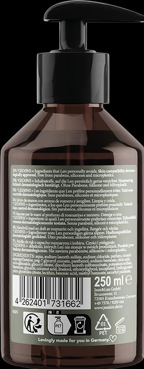 Actual product image Jean & Len Hand Soap Rosemary/Ginger, 250 ml (250 ml)