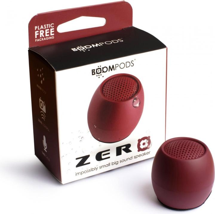Produktbild Boompods Zero Bluetooth® Lautsprecher Freisprechfunktion, stossfest, Wasserfest Burgund (5 h, Akkubetrieb)