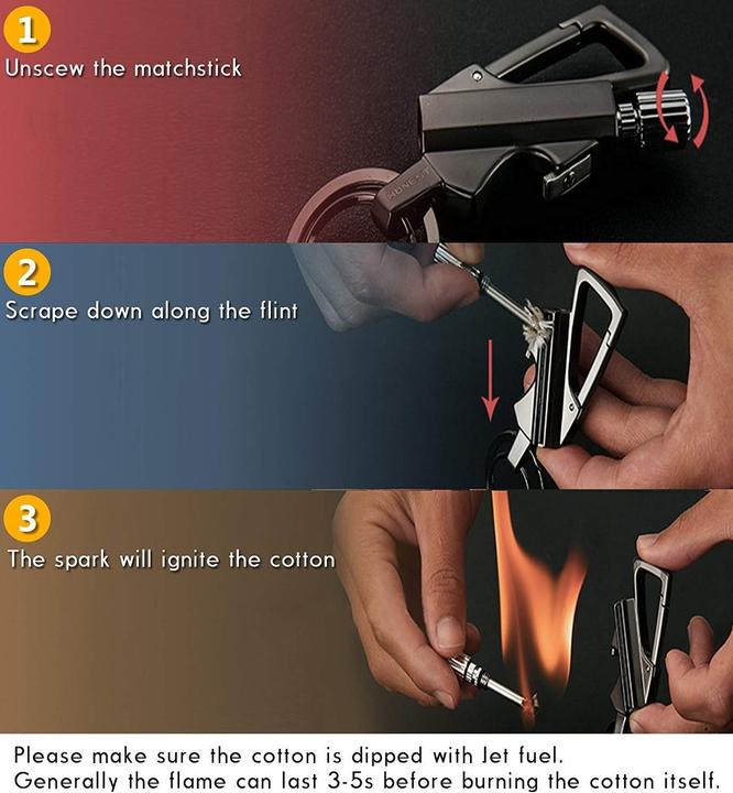 Actual product image Swissdetector Briquet original - Silex - Allumette multifonction 3 en 1- Silver