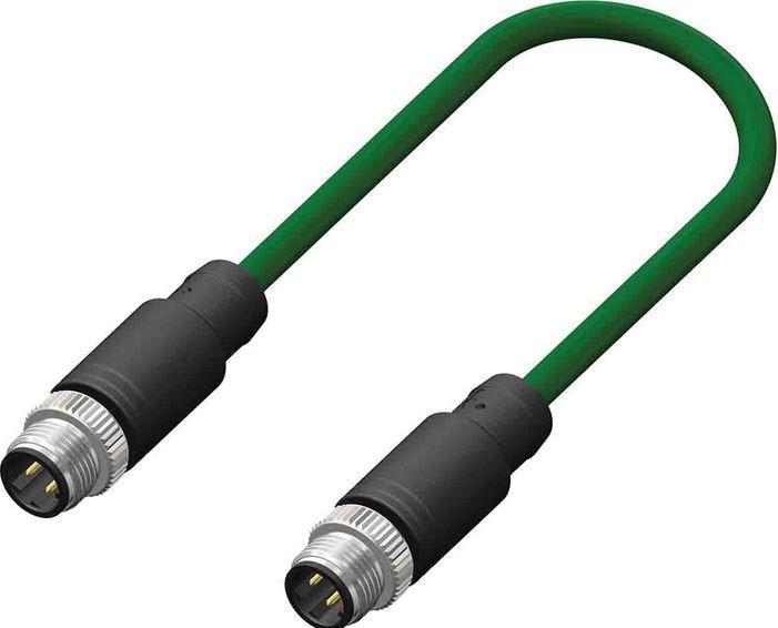 Image du produit Rs Pro Jeu de câbles, connecteur M12 - connecteur M12, 4 fils, 10m, IP67, vert