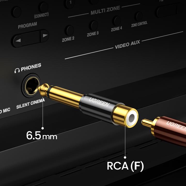 Produktbild Ugreen 6.35 mm Klinken Stecker auf RCA Cinch Buchse Adapter (Klinkenadapter)