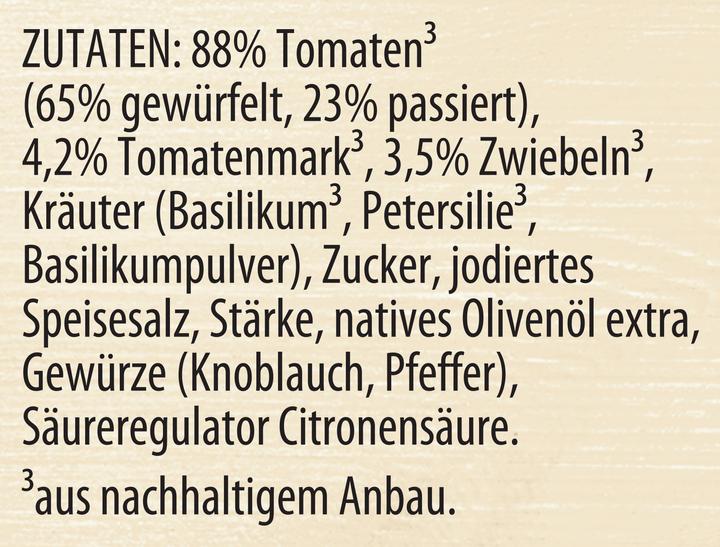 Nährwerte und Zutaten Knorr Tomato al Gusto Basilikum (370 g)