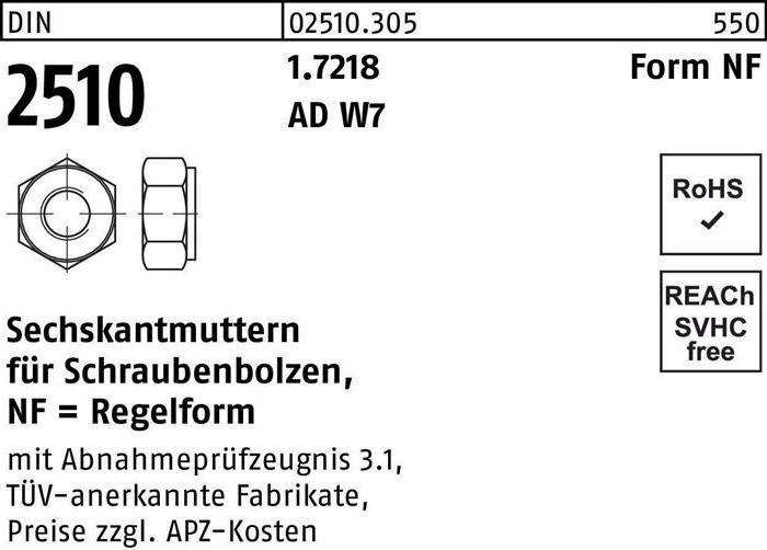 Produktbild Sechskantmutter DIN 2510 f.Schraubenbolzen NF M 27 1.7218 (M27)