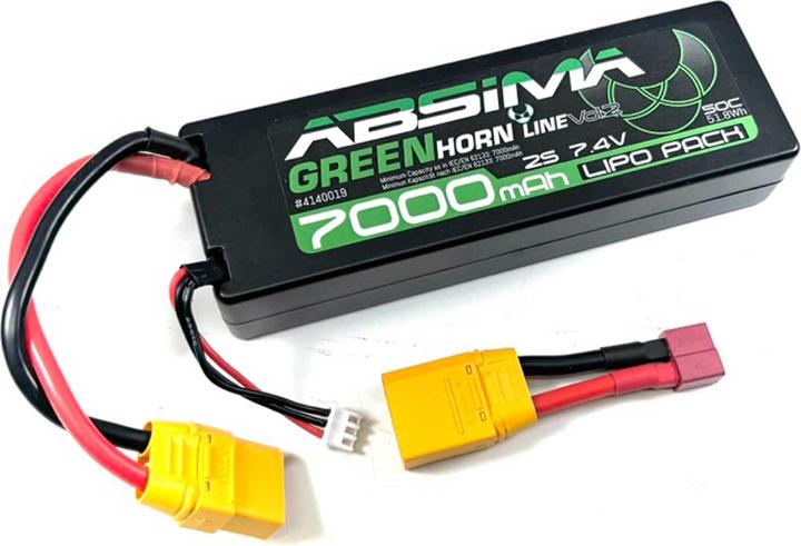 Image du produit Absima Greenhorn Vol.2 LiPo 2S 7,4V-50C 7000 HC (XT90/T-Plug) (7.40 V, 7000 mAh)