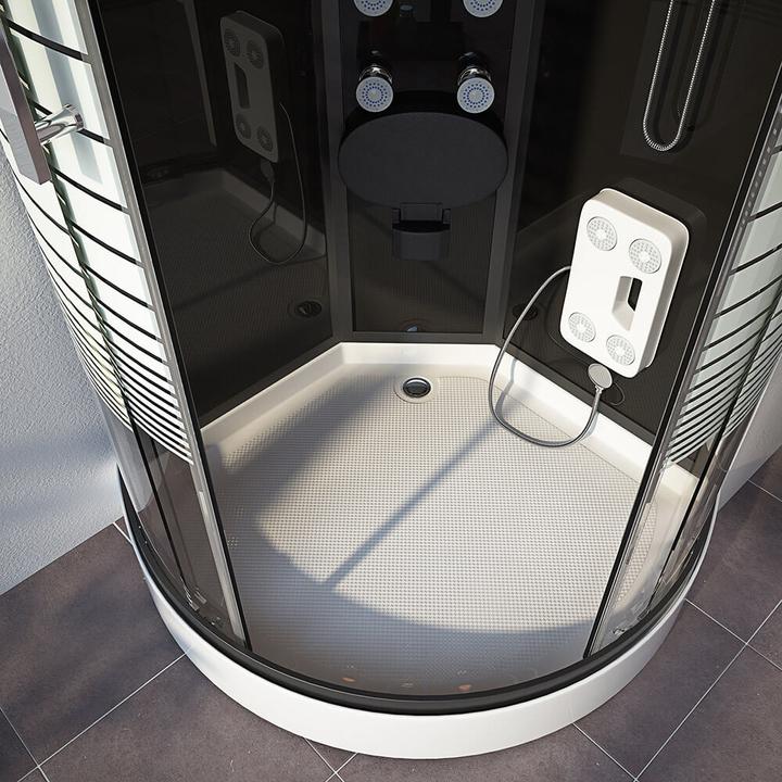 Produktbild Home Deluxe Dampfdusche mit Wasserfall Dampfsauna MANTA BLACK, 90x90x220cm
