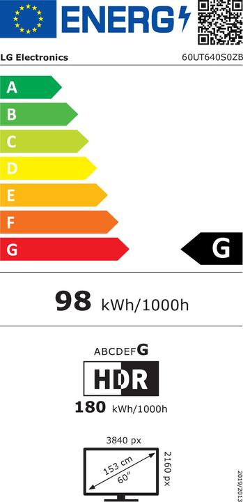 Energie-Label LG Hotel-TV 60UT640S 60 (60", LCD)