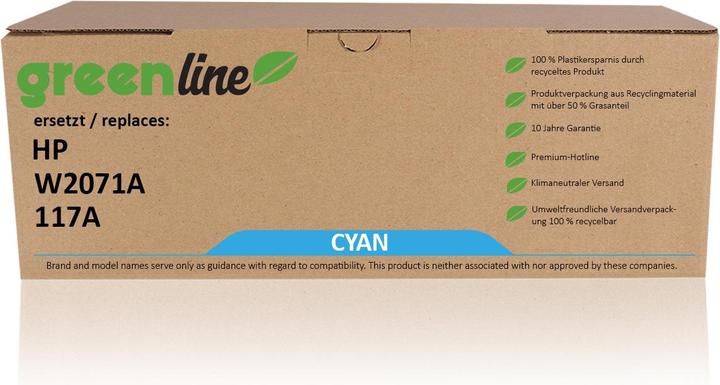Produktbild Inkadoo Toner greenline ersetzt HP W 2071 A / 117A XL Toner, cyan Cyan (C)
