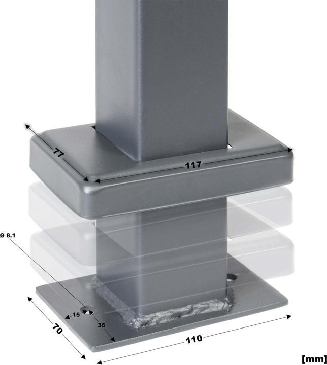 Produktbild Wiltec Toboli Paketbox Ständer 610x115x1500mm Briefkasten Standfuss Standbriefkasten