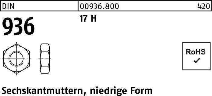 Productafbeelding Zeskantmoer DIN 936 M 8 17 H (M8)