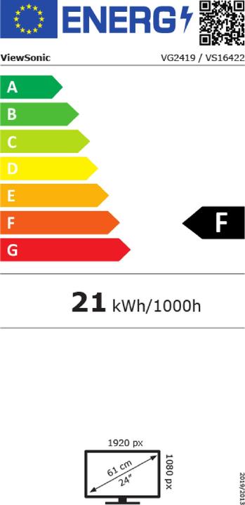 Energie-Label Viewsonic Ergonomic VG2419 (1920 x 1080 Pixel, 23.80")