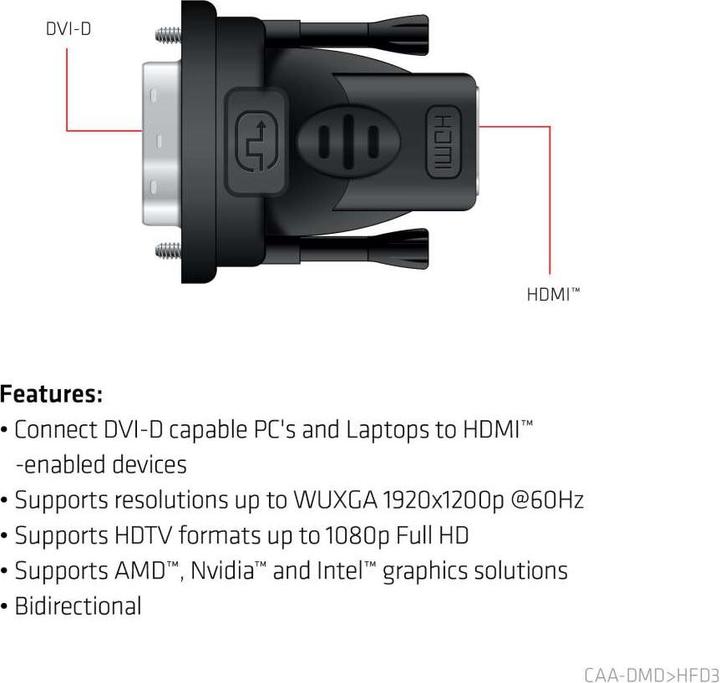 Actual product image Club 3D DVI to (HDMI, 5 cm)