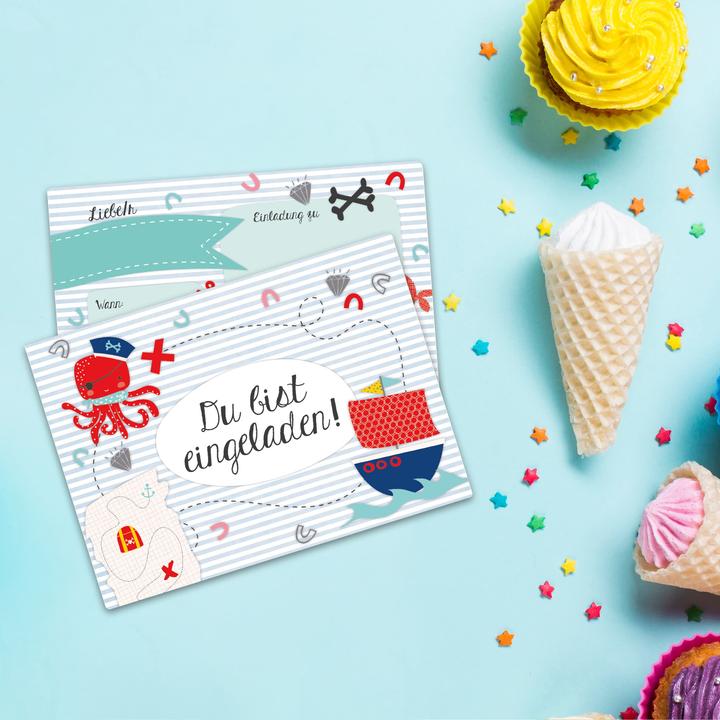 Image du produit Papierdrachen 12 cartes d'invitation pour un anniversaire - Pirate (12 pcs)