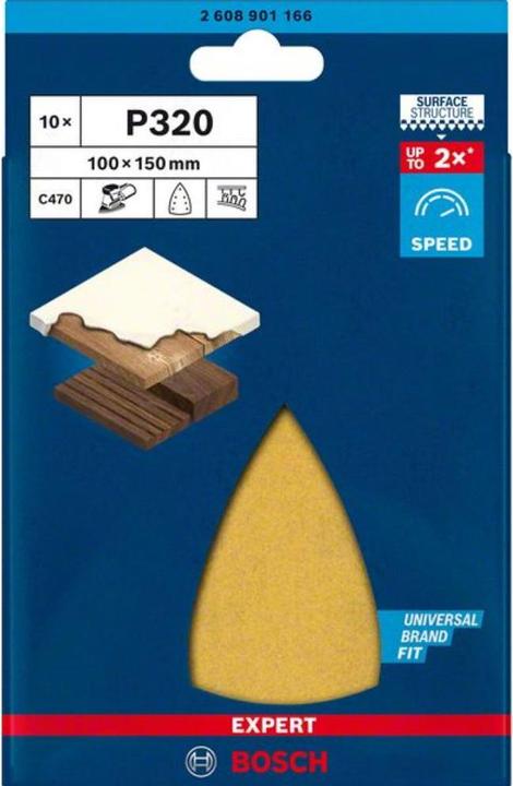 Immagine prodotto Bosch Professional Zubehör Expert C470 Carta vetrata a 7 fori per levigatrice multipla, 100 x 150 mm, G 320, 10 pz. (320)