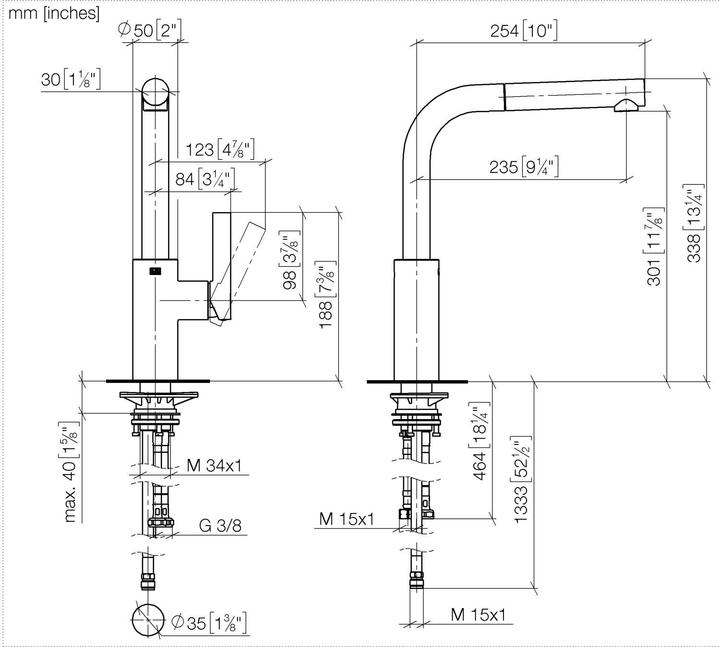 Actual product image Dornbracht kitchen - Elio single lever faucet pull-out, projection 235 mm