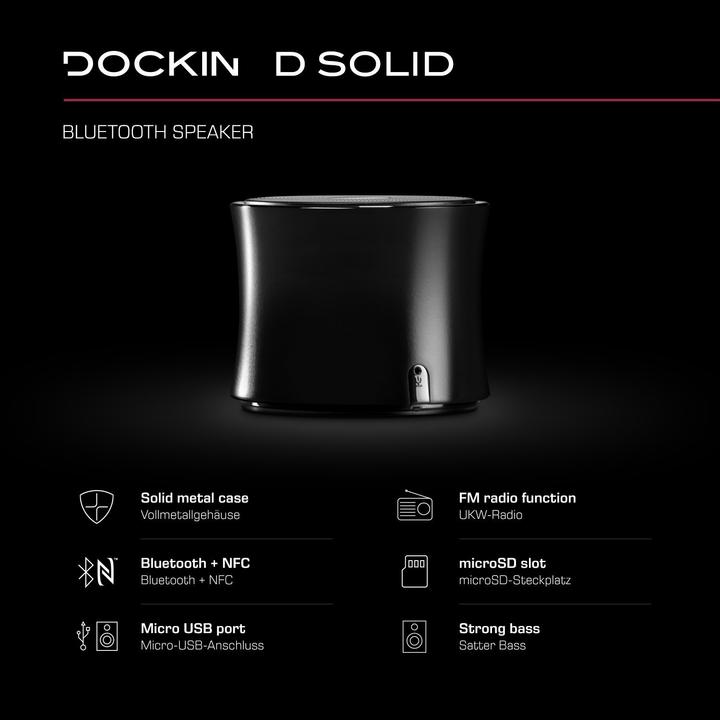 Produktbild Dockin Aktivbox D Solid Alugehäuse FM/BLU4.0/AUX/BLU4.0 blac