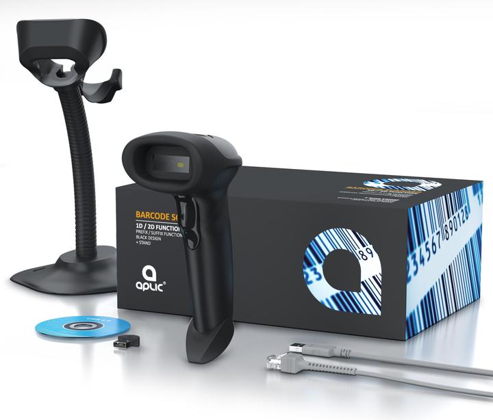 Image du produit Aplic Scanner de codes-barres Bluetooth 2D 1D, scanner à main sans fil 2,4 GHz, scanner de codes-barres (Codes à barres 1D, Codes à barres 2D)