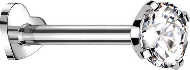 Actual product image Star Piercing Micro labret heart inner thread silver crystal silver set (Titanium G23, without brass)
