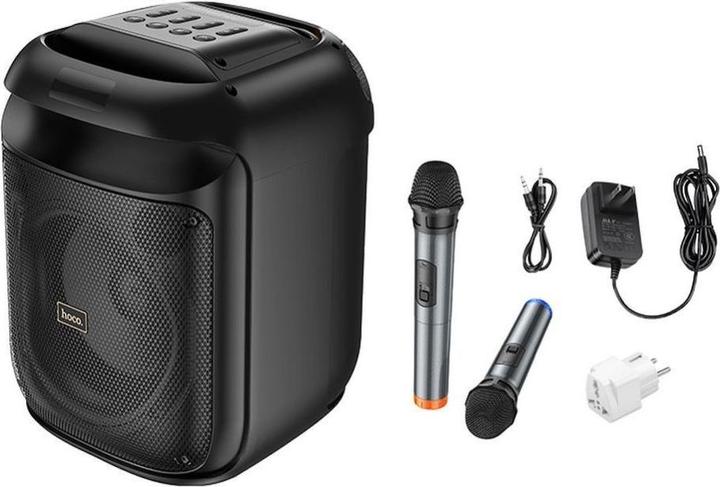 Hoco Bluetooth speakers speaker bluetooth + 2 x wireless microphones HA13 black