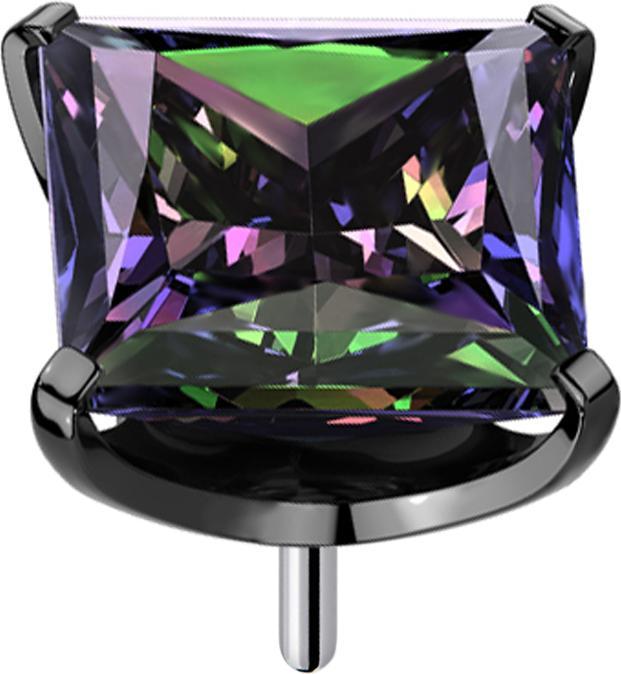 Actual product image Star Piercing Threadless black with square crystal set in dark multicolour (Titanium G23)